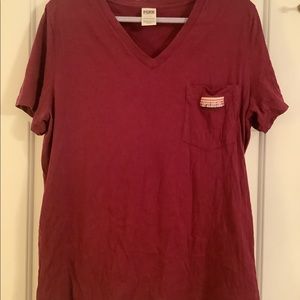 Maroon v neck tee